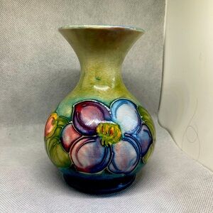 MOORCROFT - 'Clematis' - Vintage Hand Painted Ceramic Vase - U.K. - Circa 1950's